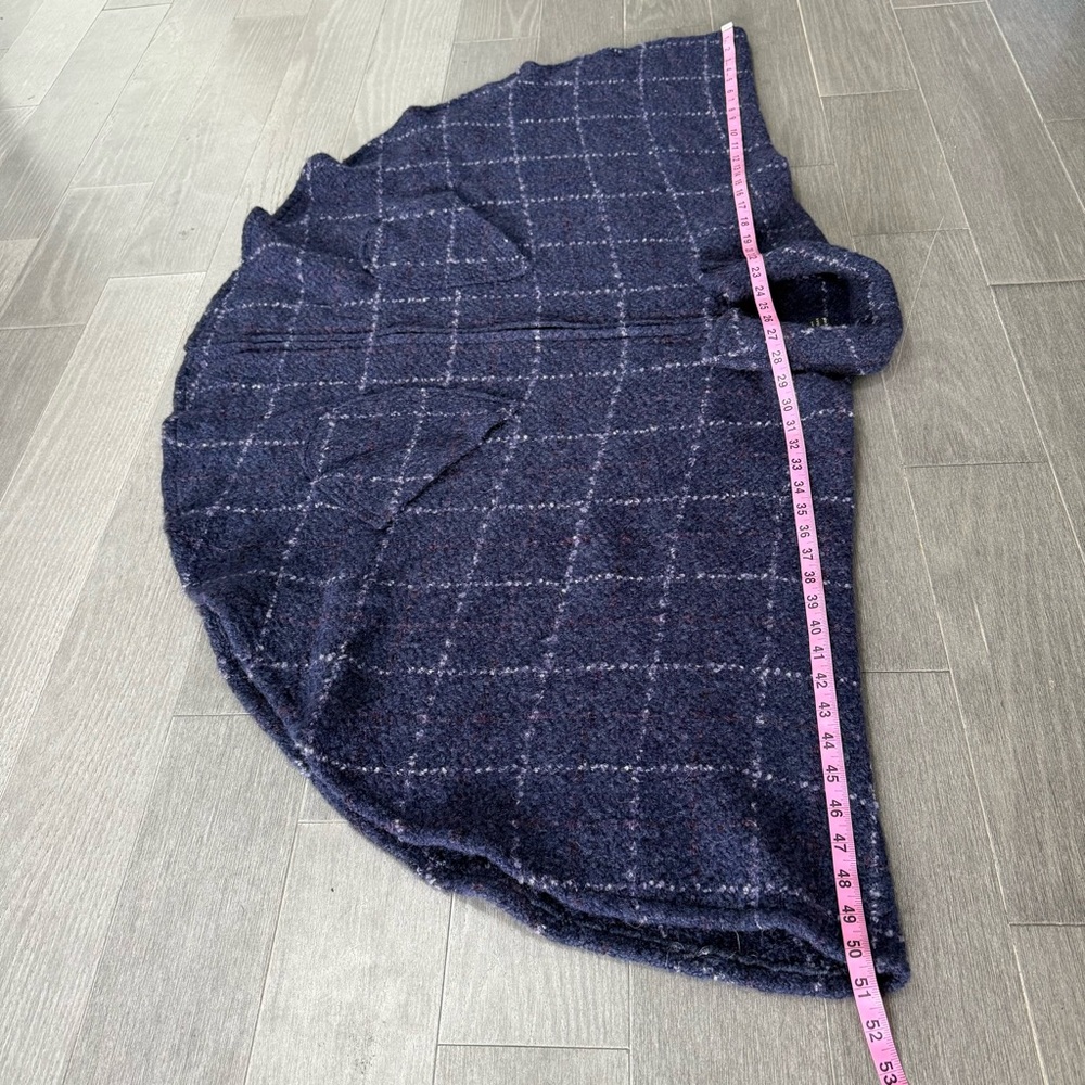 John Branigan Weavers Ireland Poncho Cape Jacket Blue Plaid Wool Tweed Boucle OS - Picture 16 of 16